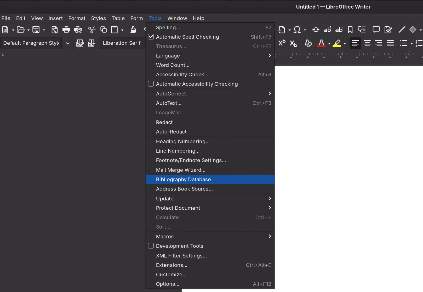 LibreOffice bibliography manager