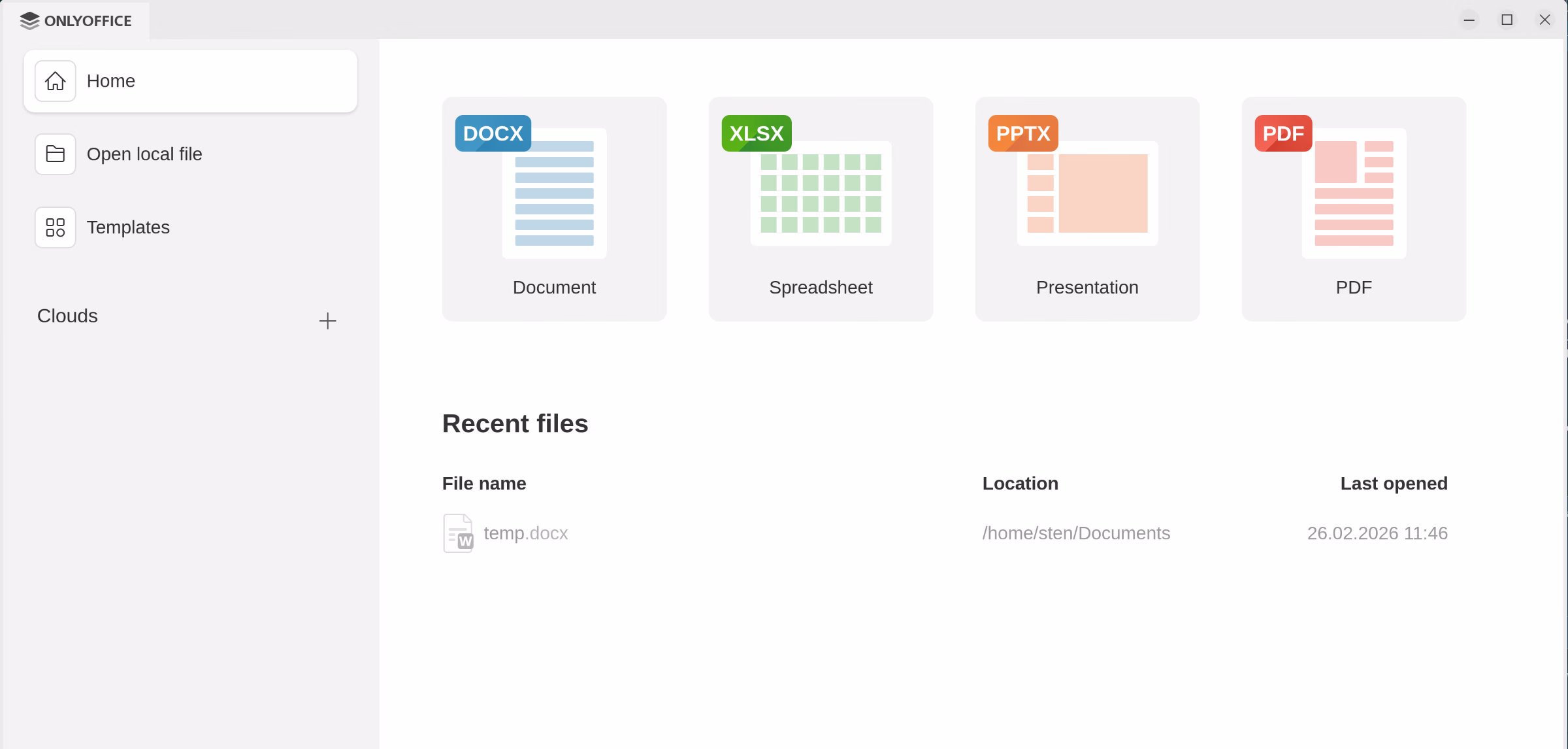 OnlyOffice running on GNOME