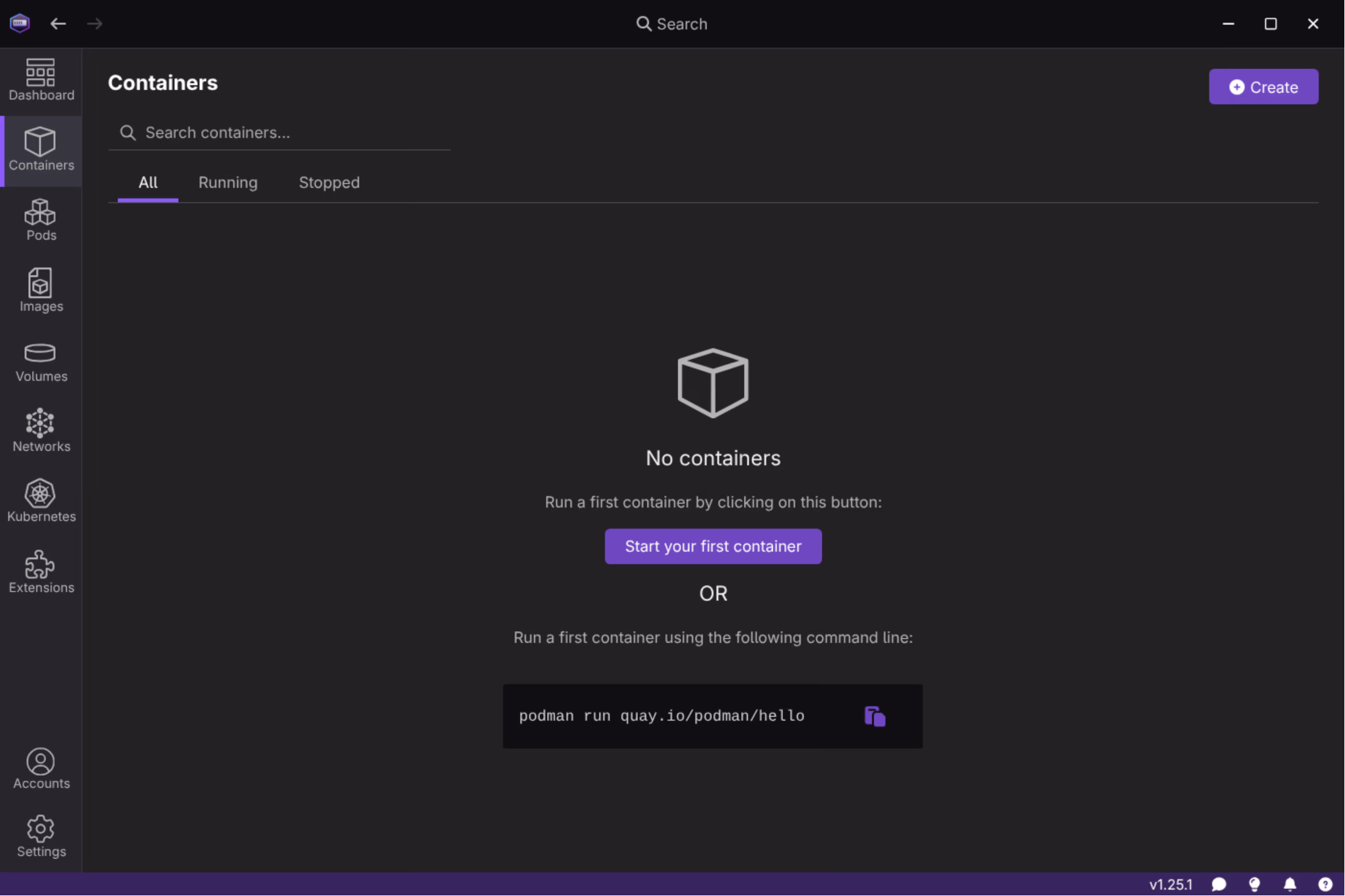Podman Desktop setup - Podman detected and configured correctly