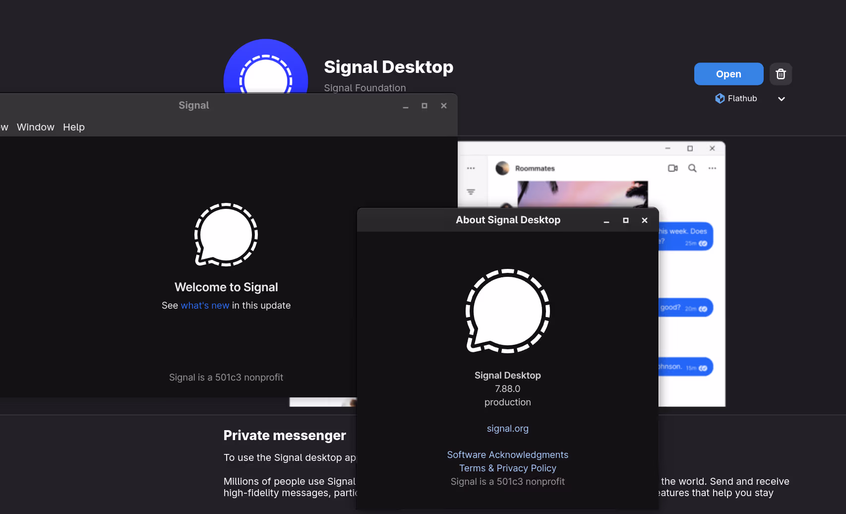 Signal Messenger app in Flathub