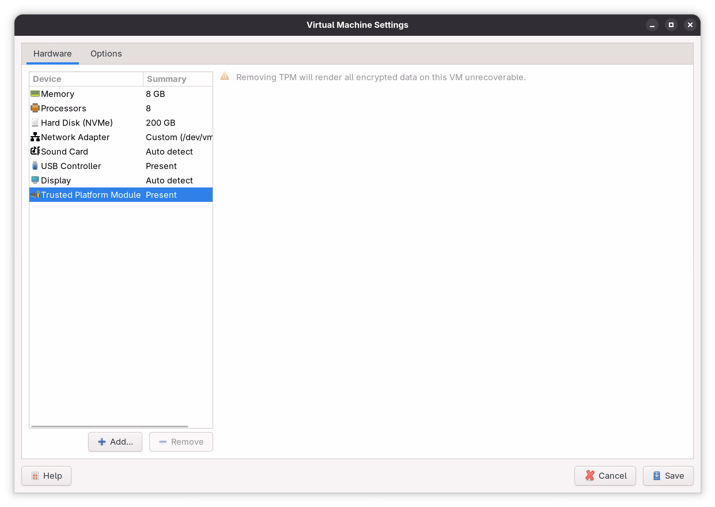 VMware Workstation - VM settings